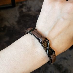 Leather Brown Bracelet Magnetic Buckle Infinity Wrap